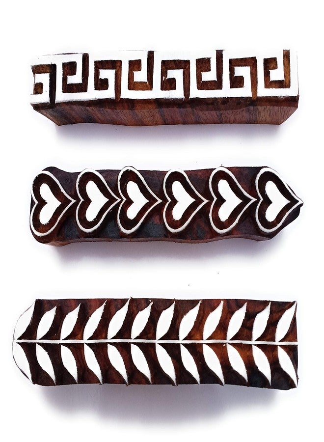 A.blocks Arts قالب طباعة خشبي من A.Block Arts، تصميم قالب حدودي ثلاثي، قالب كبير 5 بوصة على خشب الشيشام - Image 1